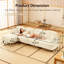 Canapé modulaire en L beige à 4 places modulaire en forme de L - Canapé à assise profonde en chenille avec accoudoirs évasés, jupes à volants amovibles, pieds fuselés et repose-pieds amovible et amovible, style classique-1938689239-1938689233-1938689244
