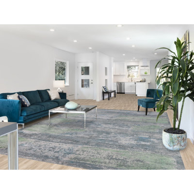 Tapis contemporain contemporain en laine 9 x 12