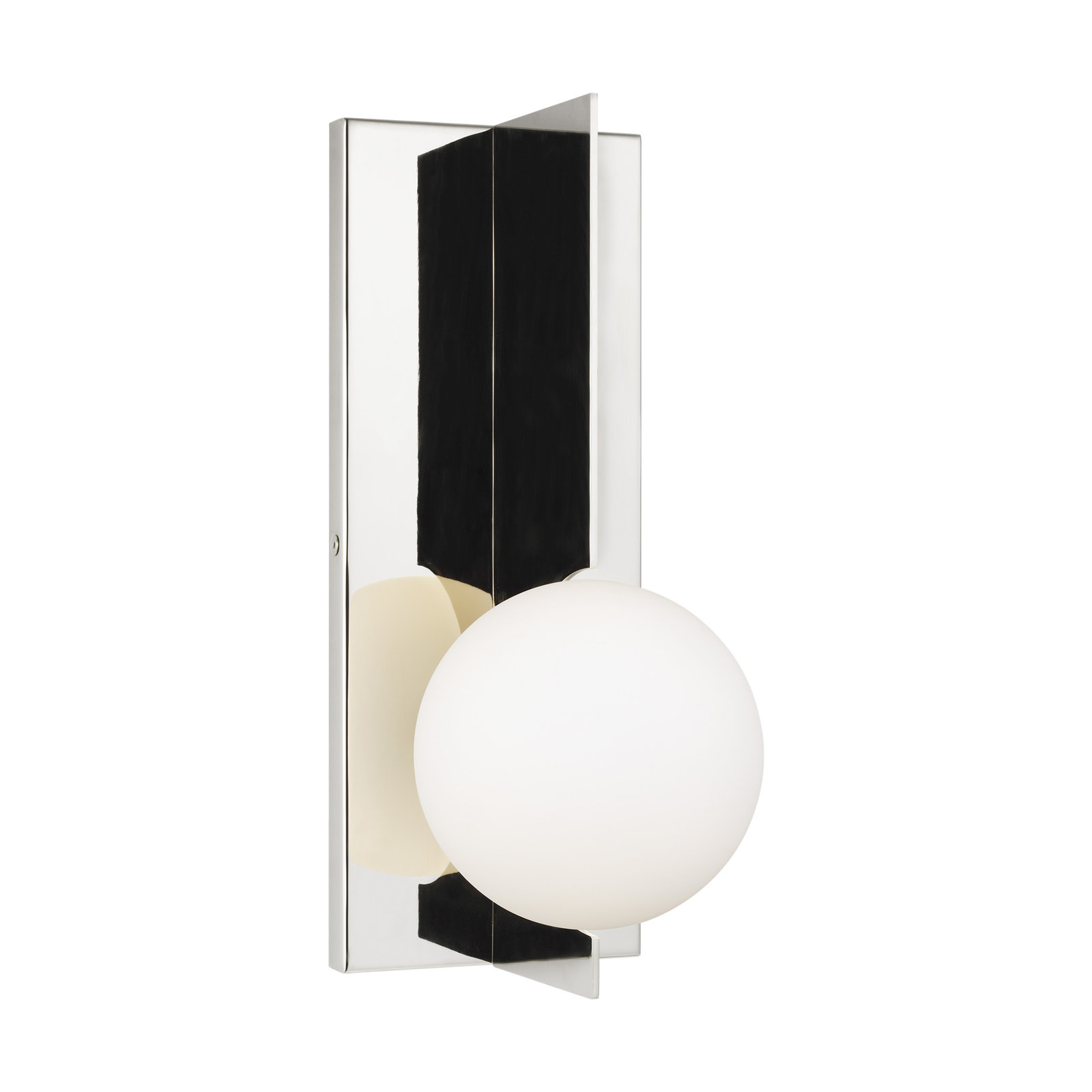 Orbel Single Light Glass Dimmable Corner Wall Light, Polished Nickel, Yes