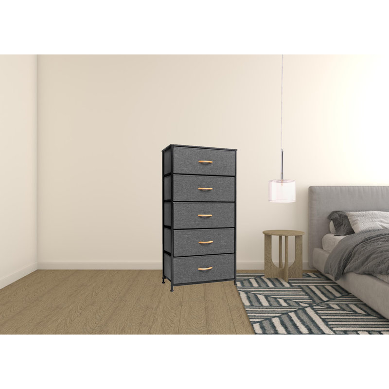 Willmert Steel 23.2 " W 5 - Drawer Dresser, Dark Gray/Black