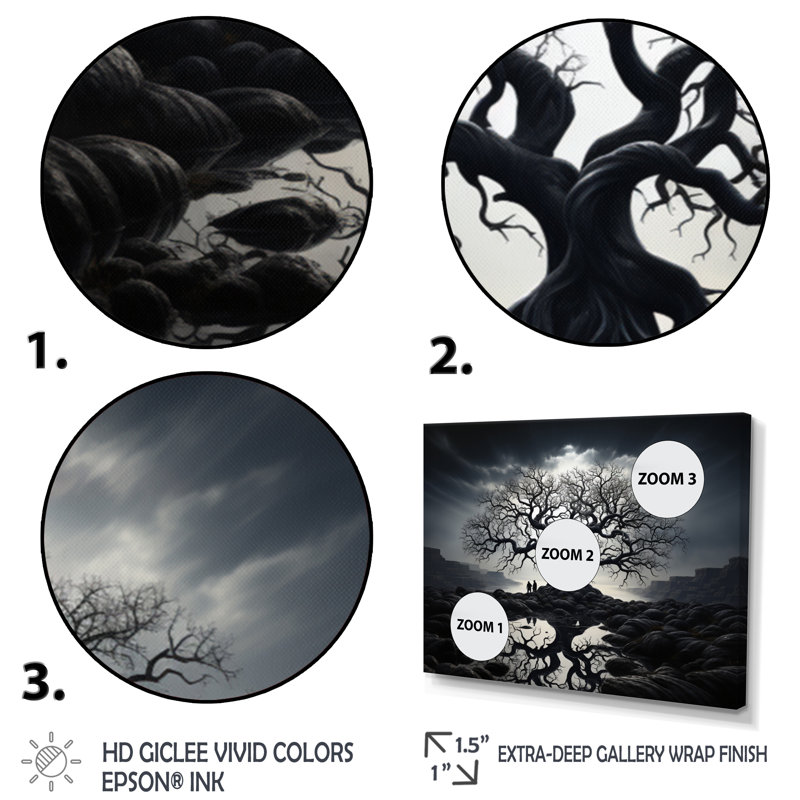 " The Contrast Tree Monochrome II ", 12" H x 20" W x 1" D, Black