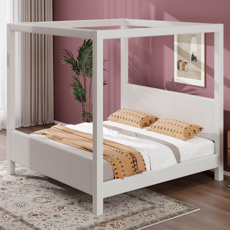 Upholstered Bed, King, Beige