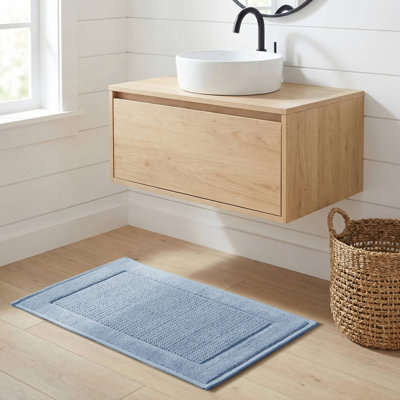 Sanctuary Blue 100% Cotton Solid Woven 20x32'' Bath Rug