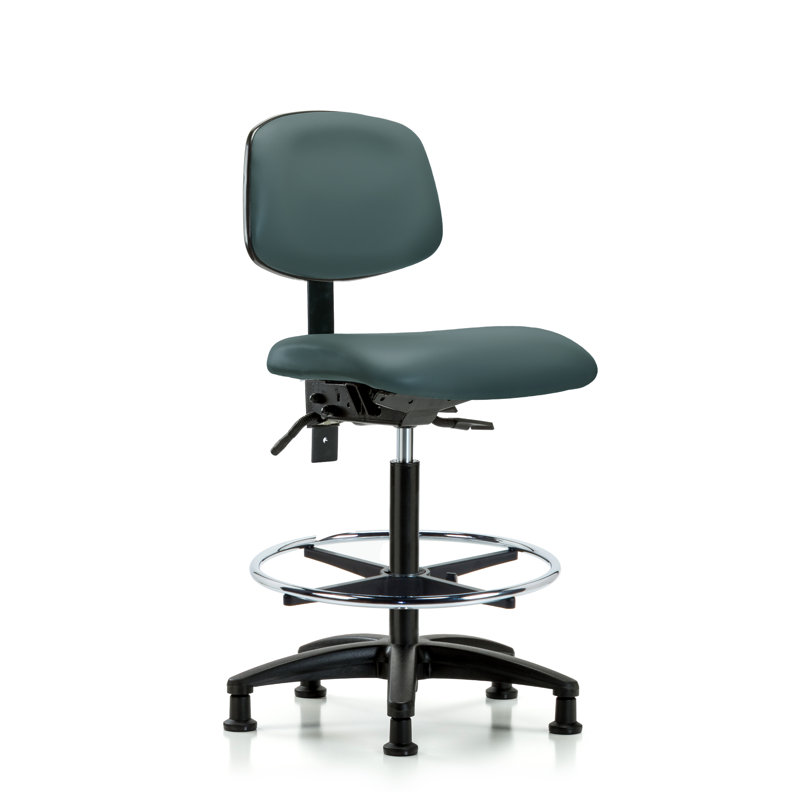 Barbosa Vinyl Drafting Chair, Colonial Blue, Glides, Included