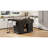 K&K 54.9" Kitchen Island With Drop Leaf, Power Outlet, Kitchen Storage Cart With 4 Door Shelves, Cross Barn Doors & Visual Glass Door, Rolling Kitchen Island On 4 Wheels For Kitchen, Dining Room,Black-1373698275