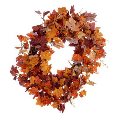 Couronne 22 po PVC orange feuille d'érable