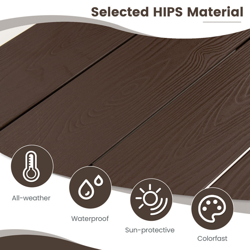 Adjustable Folding Dark Brown Metal and HIPS Hanging Table