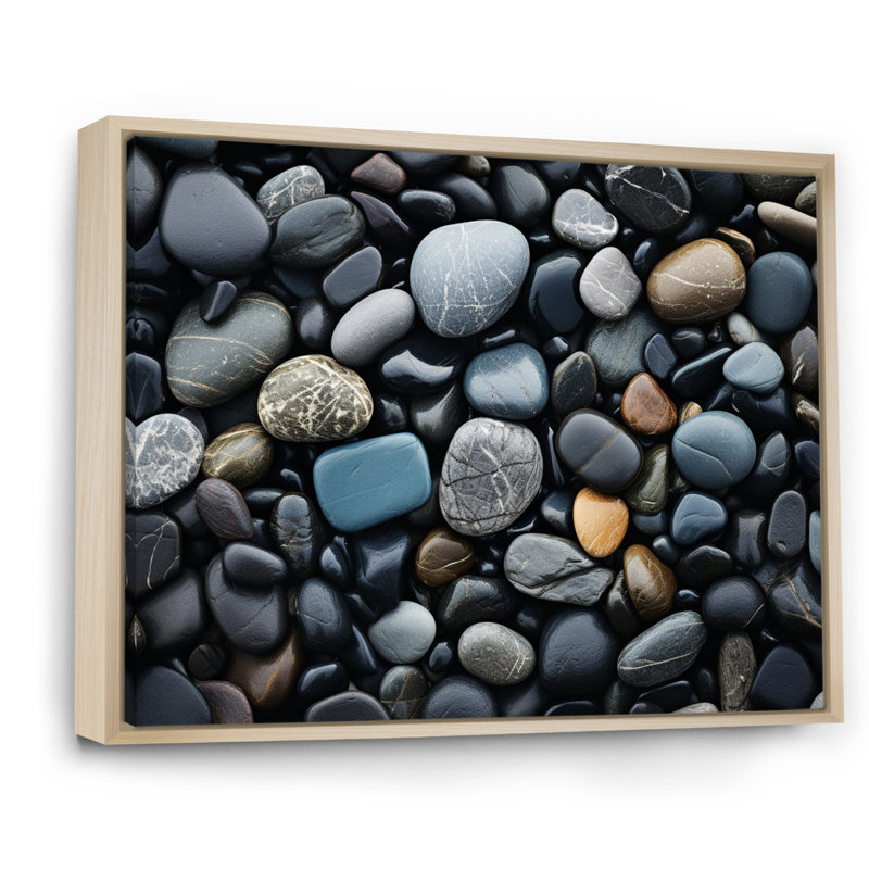 " Rocky Beach Patterns IV ", Natural Floater Framed, 34" H x 44" W x 1.5" D