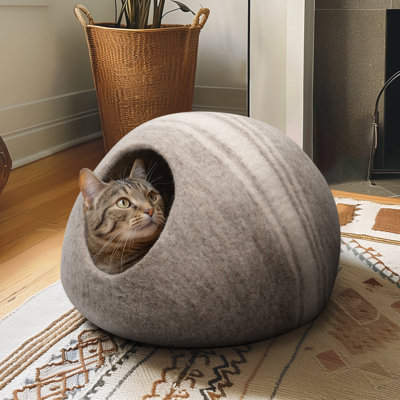 MODWOOL 16 po Nid en laine fait à la main lit pour chat grotte (neutre chaud)