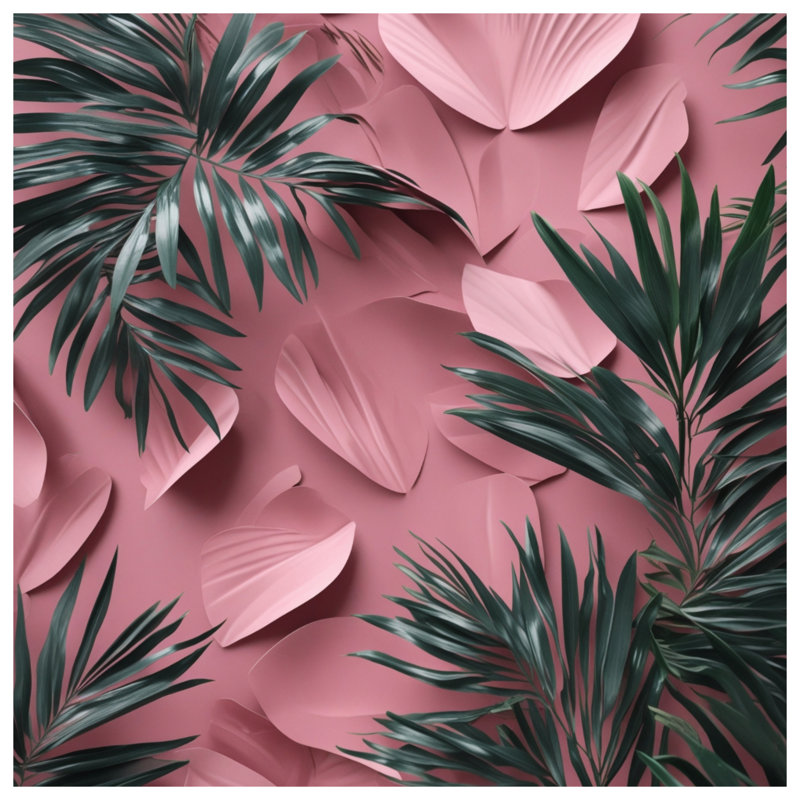 Tapis de bain feuilles de palmier rose, L 34 po x L 21 po