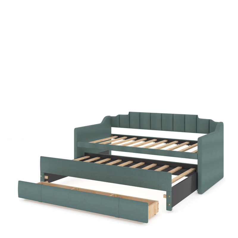 Lit de jour simple avec lit gigogne, Vert