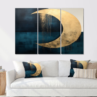 Lune mystérieuse turquoise - ensemble de reproductions d'art mural géométrique