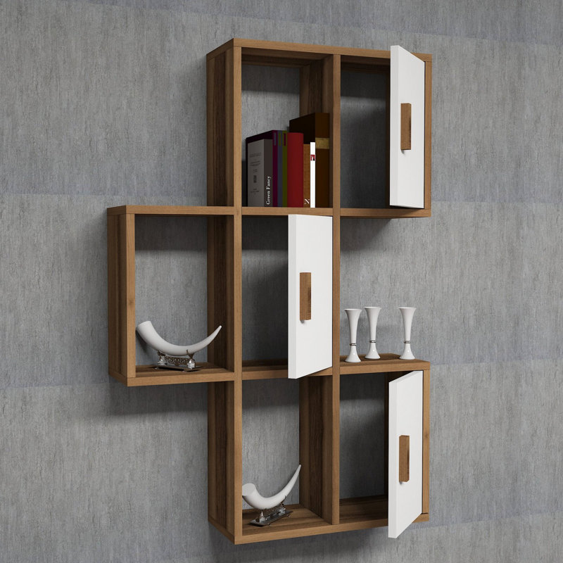 Tallapoosa 6 Piece Cubby Shelf, Walnut/White