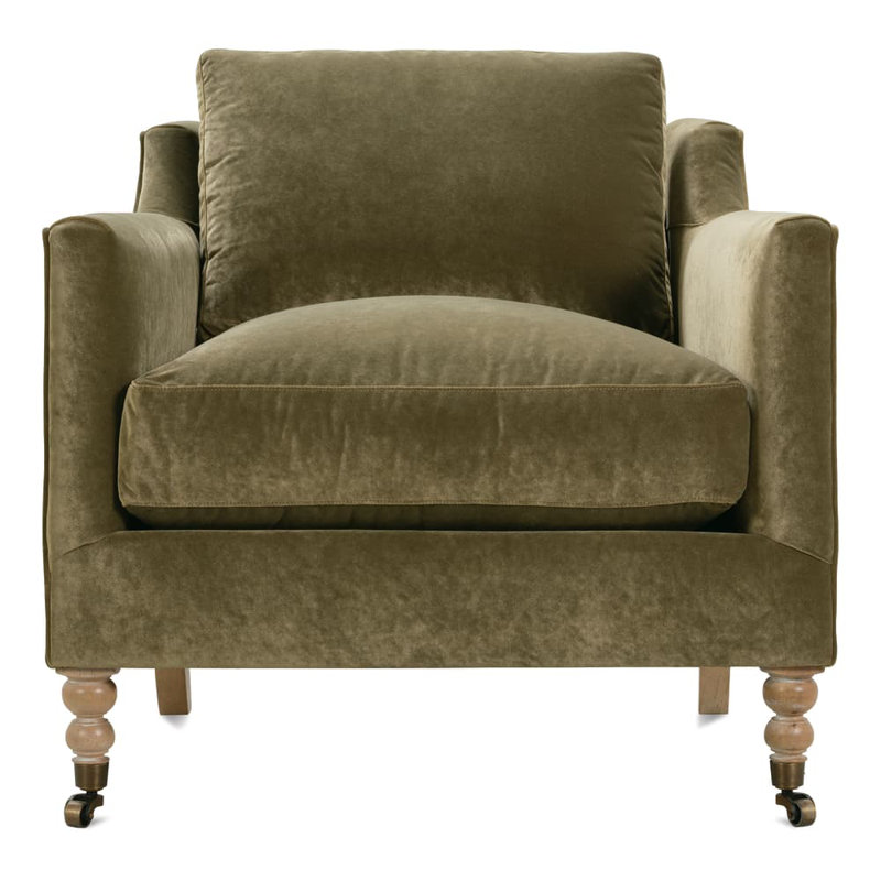 Chaise d'appoint Madeline, Chêne blanchi, Velours olive (13295-13)