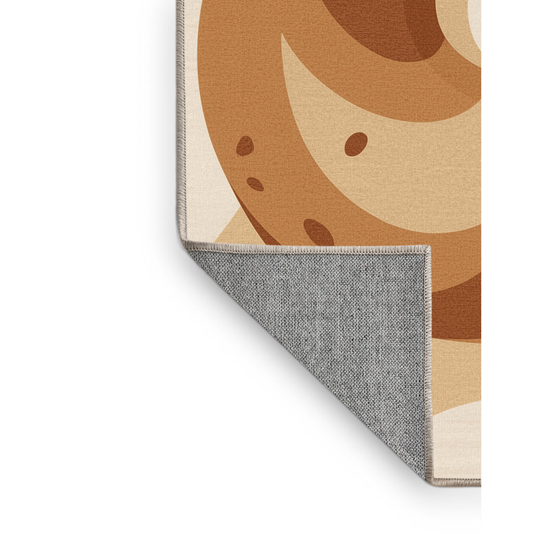 Machine Washable Klein Bagel Modern & Contemporary Rug in Beige – Beige Binding, 3x5