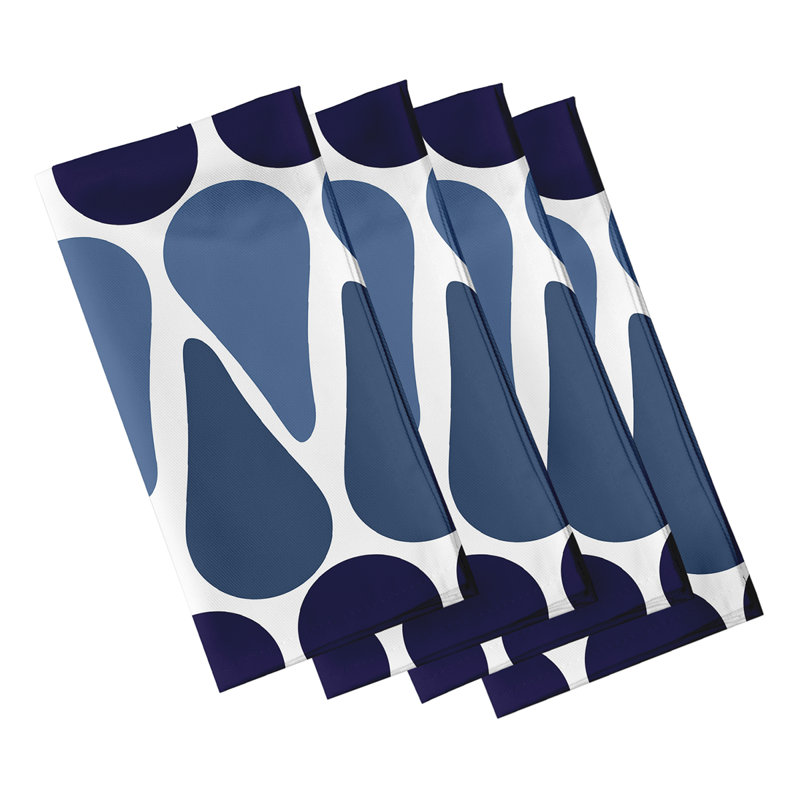 Synthia Polyester Geometric Square Napkin, Navy Blue