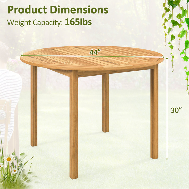 Bezell Round Acacia Outdoor Dining Table , 44'' in. W 44'' in. D