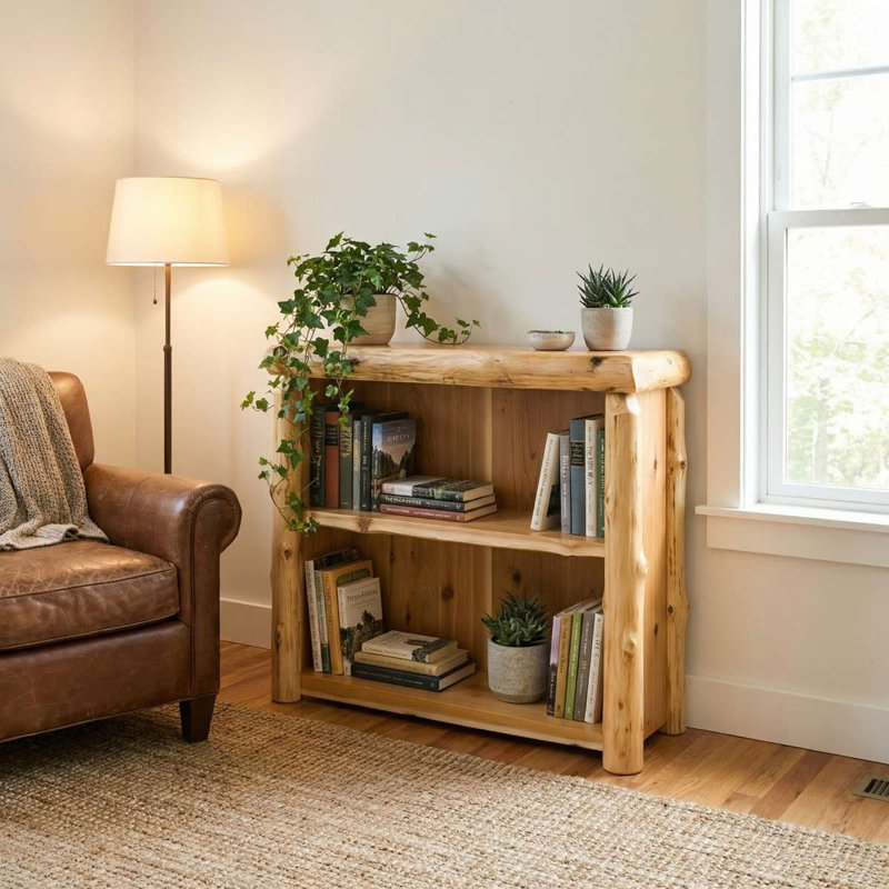 Fireside Lodge Cedar Log Small Bookshelf - Natural, Small