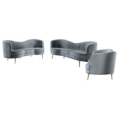Sophia 3-Piece Upholstered Channel Tufted Sofa Set