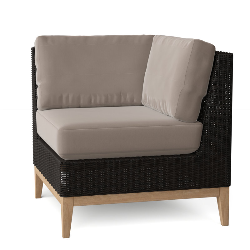 Frances Outdoor Corner Wedge Lounge Chair, Canvas Rain, Frances Black