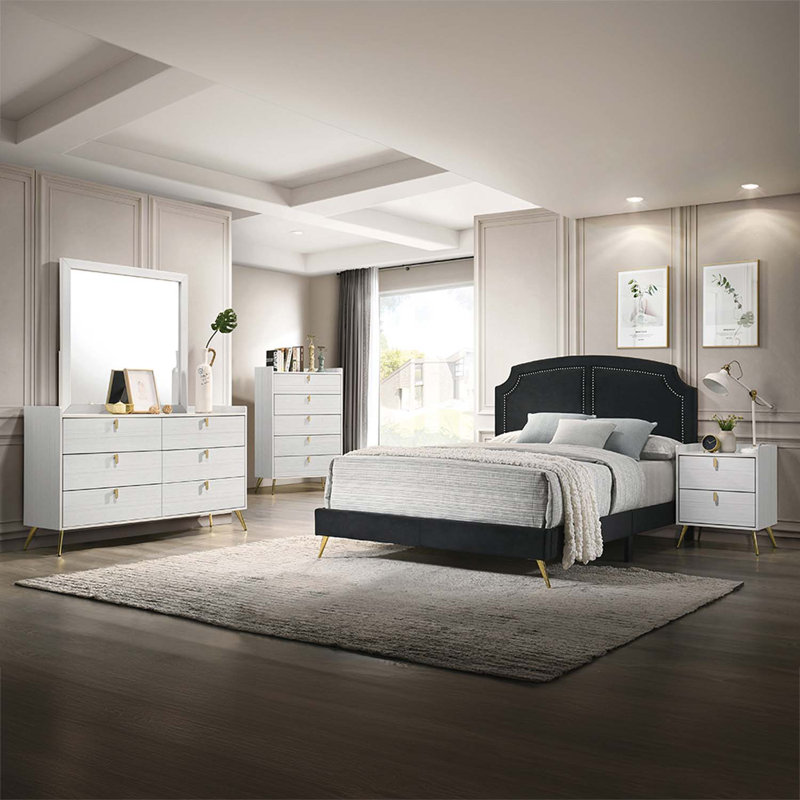 Commode 5 tiroirs Zeena, finition blanche