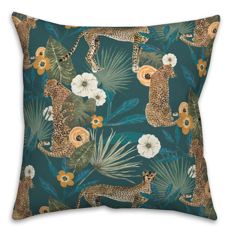  Coussin Floral, Bleu sarcelle