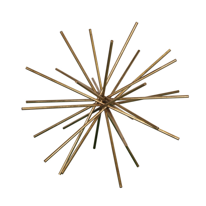 Urchin Abstract Figurines & Sculptures, Gold, 9" H x 9" W x 9" D