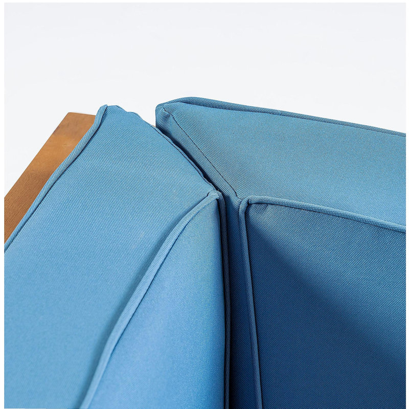 Ensemble de canapé 3 pièces Oana, bleu, Coussin bleu / cadre naturel