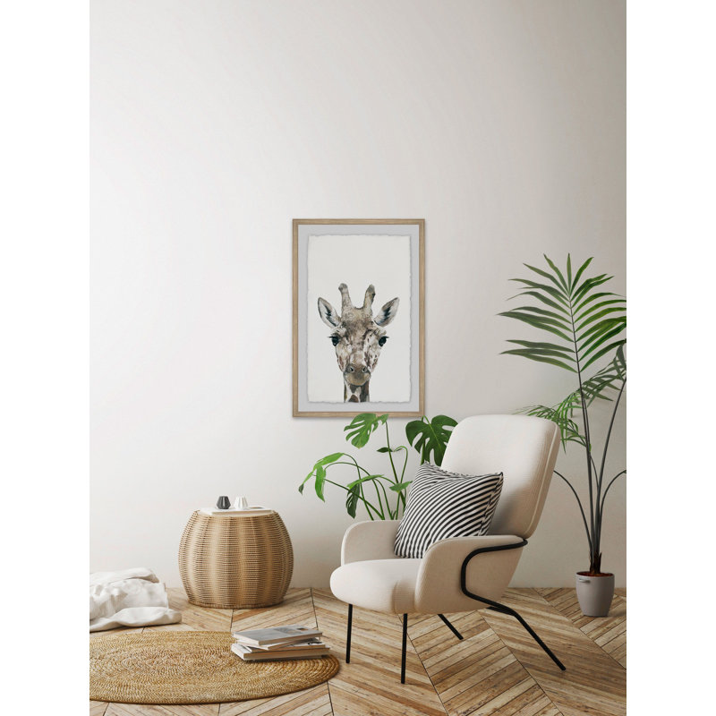 Sarahbella 'Cheeky Giraffe' Framed Print on Paper, 45" H x 30" W x 1.5" D