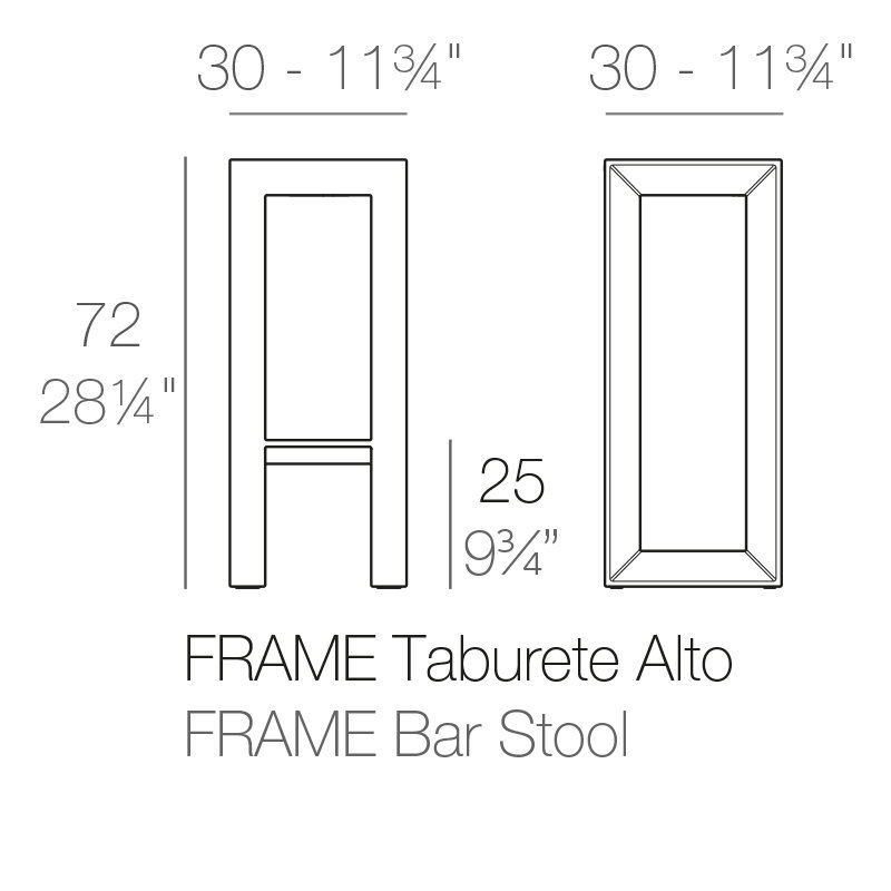 Frame 28.25" Patio Bar Stool, Steel