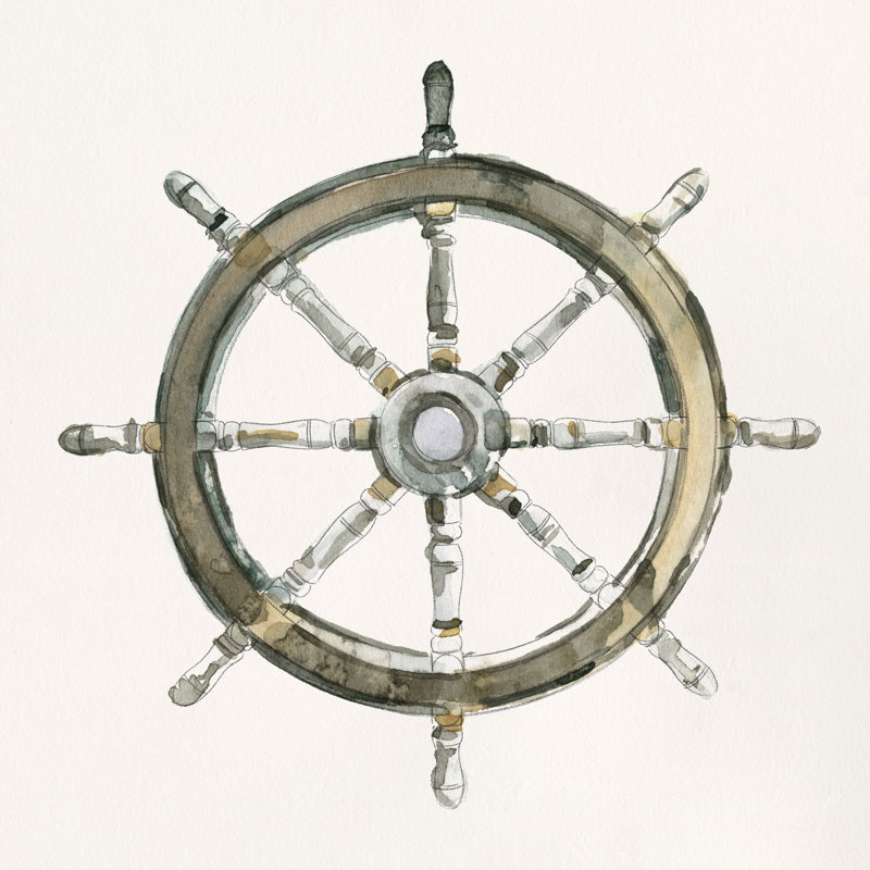 At The Helm I by Emma Caroline - Wrapped Canvas Painting, 30cm H x 30cm W