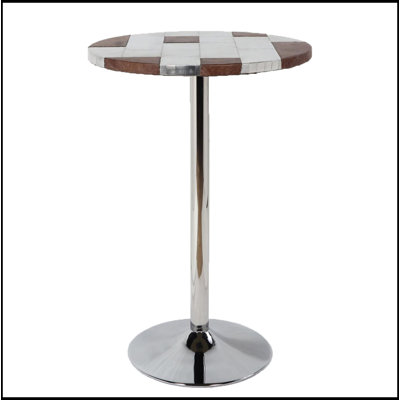 Table de bar à piédestal rétro en aluminium et brun