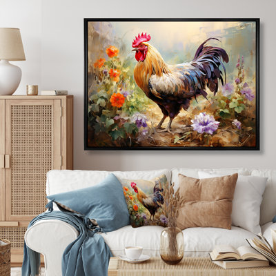 Red Melody Rooster s flower gardens - Rooster Wall Art