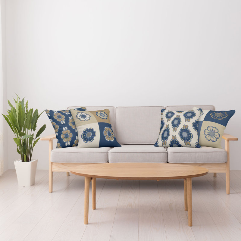 Abstract Pillow Cover, 20" x 20", Blue/Gray