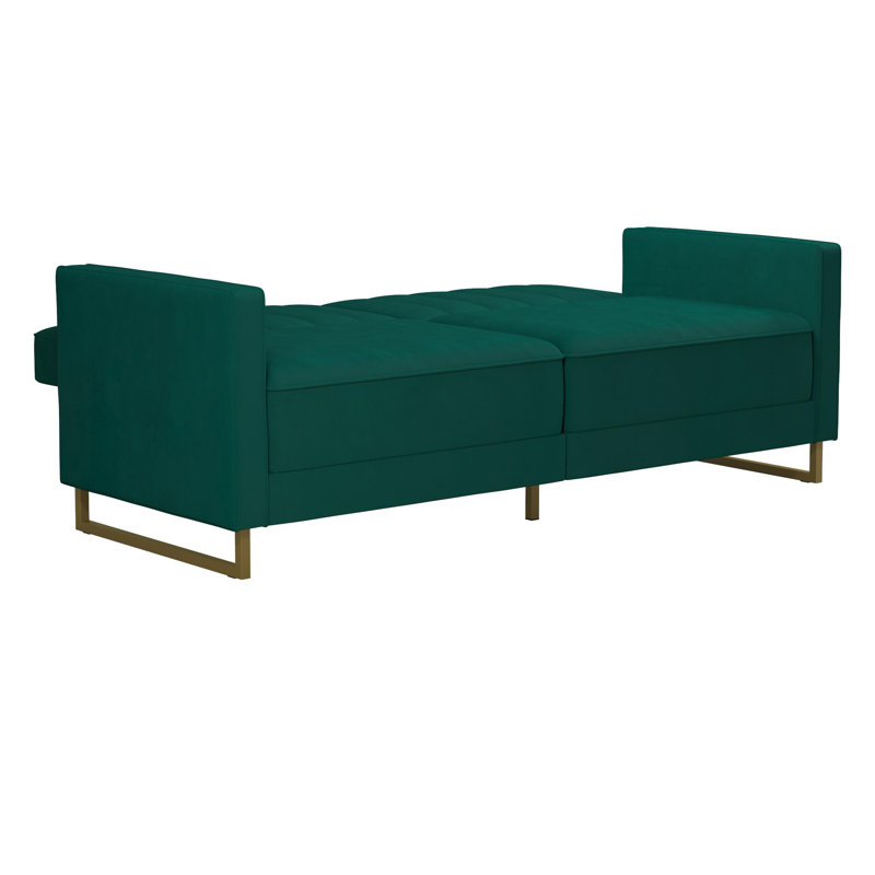 Canapé convertible en velours Skylar, Vert