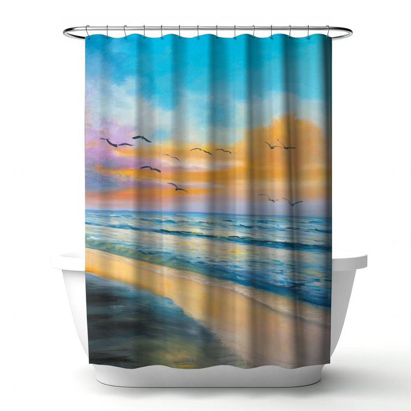 Shower Curtain CO61 – Polyester Shower Curtain, Dye Sublimation Print, 71" W × 74" L, Multicolor