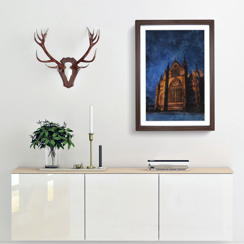Lincoln Cathedral in England - Framed Print, 33cm H x 24cm W x 2cm D, Walnut Framed
