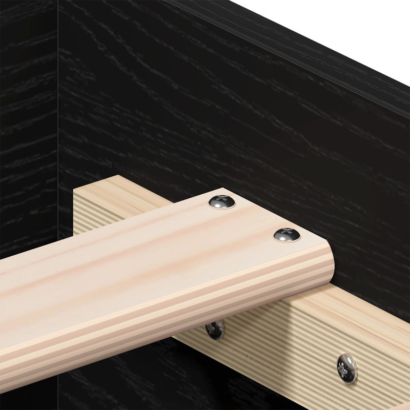Bed Frame With Drawers Engineered Wood, 138 x 193 cm, Black