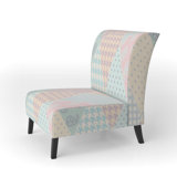 Multicolor Quilting Patchwork - Upholstered Patterned Accent Slipper Chair