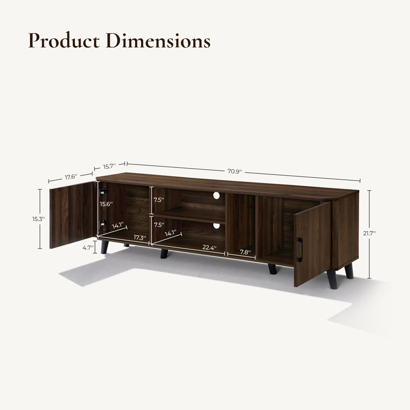 71'' W Mid-Century Modern TV Stand with Storage for TVs up to 75''