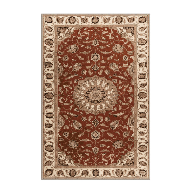 Machine Washable Persian Brown Area Rug, Rectangle 8' x 10'