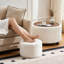 Repose-pieds 3 en 1 rembourré avec rangement, tabouret en velours Teddy, table basse avec plateau en bois et roulettes verrouillables pour le salon-1539547841