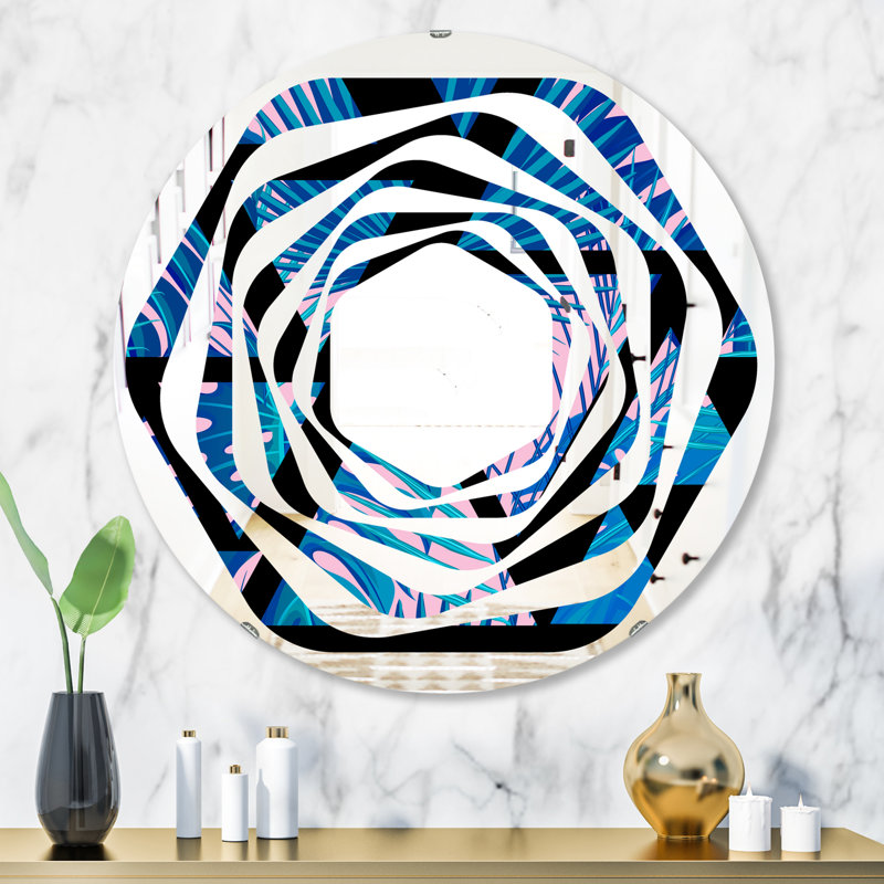 Miroir mural Whirl, H 31,5 po x l po, Tourbillon à motif floral xiv