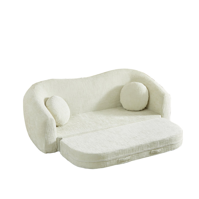Canapé inclinable incurvé convertible avec assise profonde, Beige