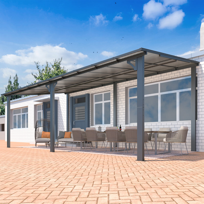Pergola en aluminium avec auvent, Noir, 20 pi x 10 pi