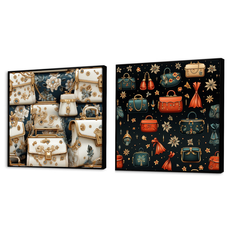 Breithaup - Ensemble de 2 collages carrés abstraits, Cadre flottant noir, H 30 po x l 61 po