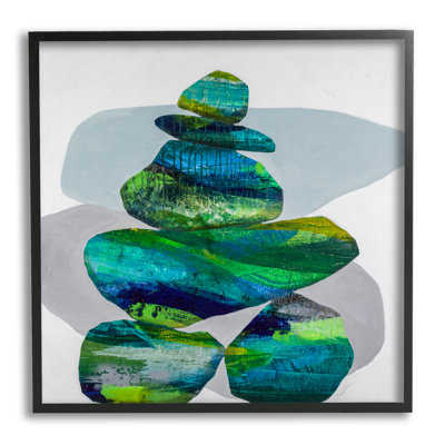 «Vivid Aqua Zen Balancing Rocks», art de la giclée encadrée par Ruth Fromstein
