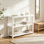 Console moderne pour entrée, table d'appoint en bois à 3 niveaux avec rangement, idéale derrière un canapé dans un couloir ou un salon, en chêne blanc.