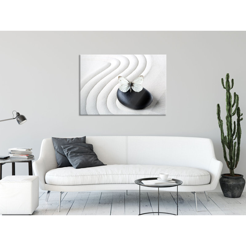 Butterfly On A Zen Stone - No Frame Print on Glass, 70cm H x 100cm W x 0.4cm D