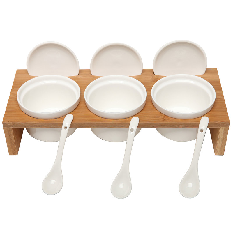 Ensemble de 3 plateaux à condiments en bambou 3 pièces